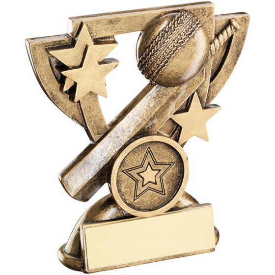 Brz/gold Cricket Mini Cup Trophy - (1in Centre) 3.75in (95mm)