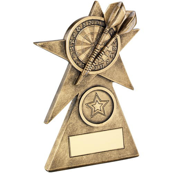 Brz/gold Darts Star On Pyramid Base Trophy - (1in Centre) - 4in (102mm)