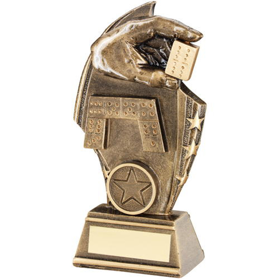 Brz/gold Dominoes Curved Plaque Trophy - (1in Centre) 5.5in (140mm)