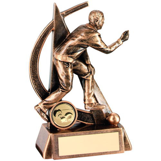 Brz/gold Male Lawn Bowls Geo Figure Trophy - (1in Centre) 5.75in (146mm)