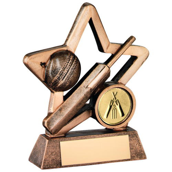 Brz/gold Resin Cricket Mini Star Trophy - (1in Centre) 3.75in (95mm)