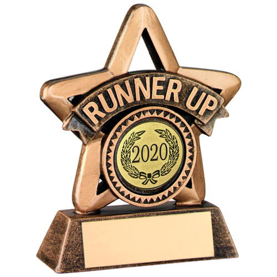Brz/gold Resin Mini Star Trophy - (r Up & 1in Centre) 3.75in (95mm)