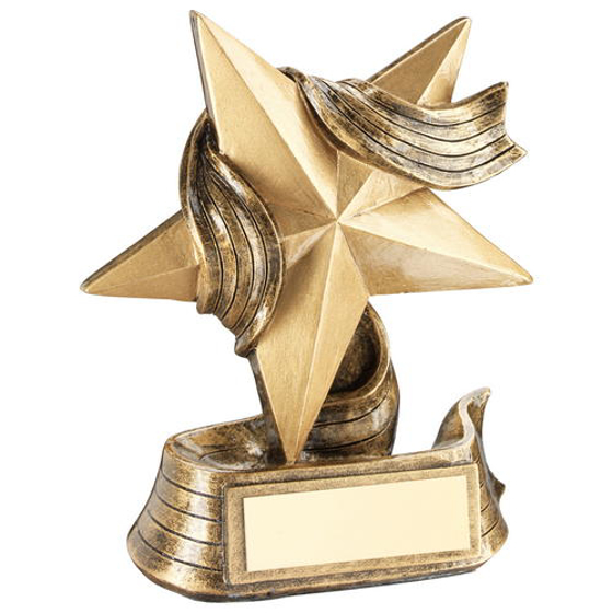 Brz/gold Star And Ribbon Award Trophy -      4in (102mm)