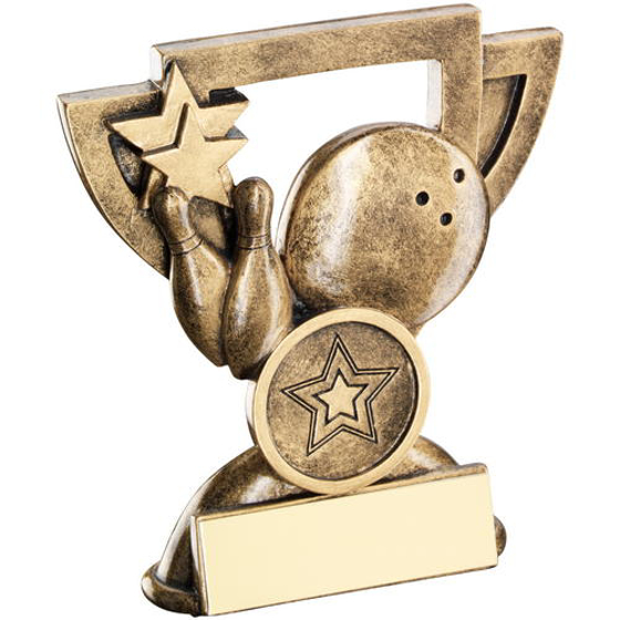 Brz/gold Ten Pin Mini Cup Trophy - (1in Centre) 3.75in (95mm)