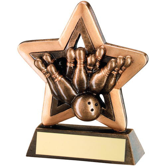 Brz/gold Ten Pin Mini Star Trophy - 3.75in (95mm)