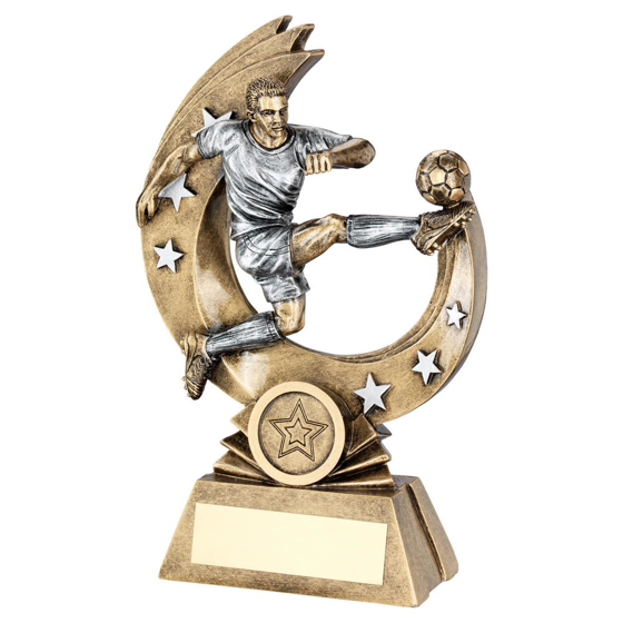 Brz/pew Male 'flying Volley' Figure With Silver Stars Trophy (1in Centre) - 6in (152mm)