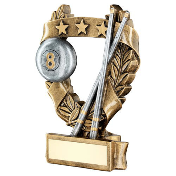 Brz/pew/gold Pool 3 Star Wreath Award Trophy - 5in (127mm)