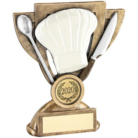 Brz/white/silver Cooking Mini Cup Trophy (1in Centre) - 5in (127mm)