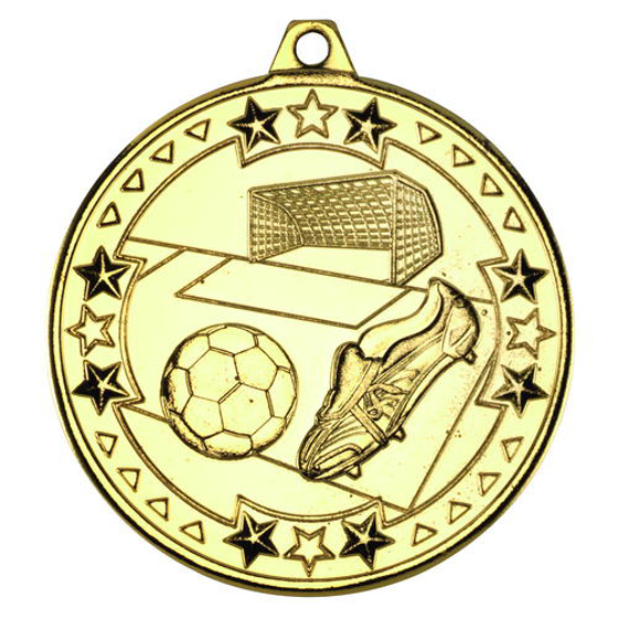 Football 'tri Star' Medal - Gold 2in (50mm)