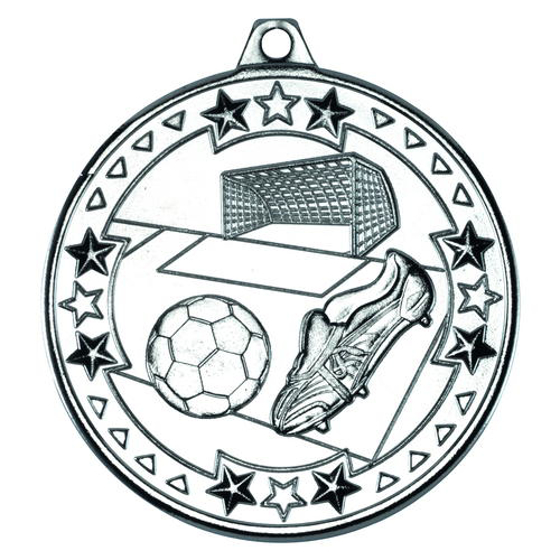 Football 'tri Star' Medal - Silver 2in (50mm)