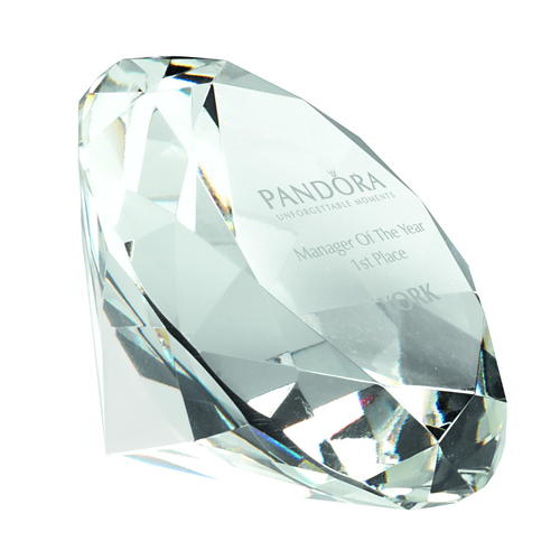 Picture of Glass Diamond Shaped Paperweight In Box - Clear 2.5in (64mm)