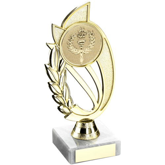 Gold/blue Plastic Holder On Marble Trophy -    (2in Centre) 10in (254mm)