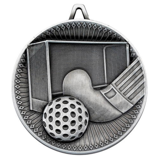 Hockey Deluxe Medal - Antique Silver 2.35in (60mm)