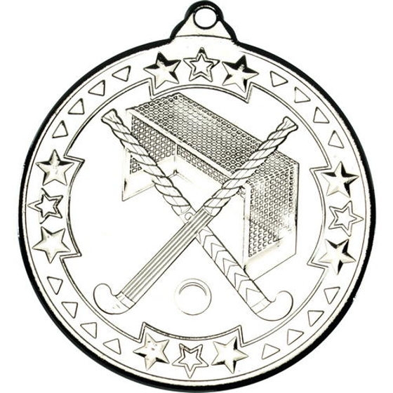 Hockey 'tri Star' Medal - Silver 2in (50mm)