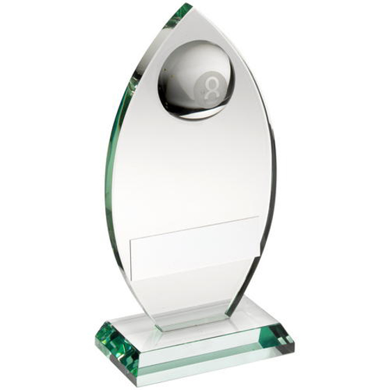 Jade Glass Plaque With Half Pool Ball Trophy - 5.75in (146mm)