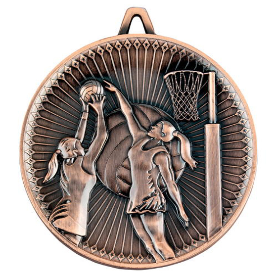 Picture of Netball Deluxe Medal - Bronze 2.35in (60mm)