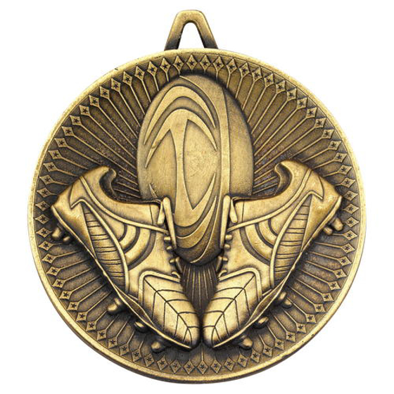 Picture of Rugby Deluxe Medal - Antique Gold 2.35in (60mm)