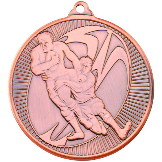 Rugby 'multi Line' Medal - Bronze 2in (50mm)
