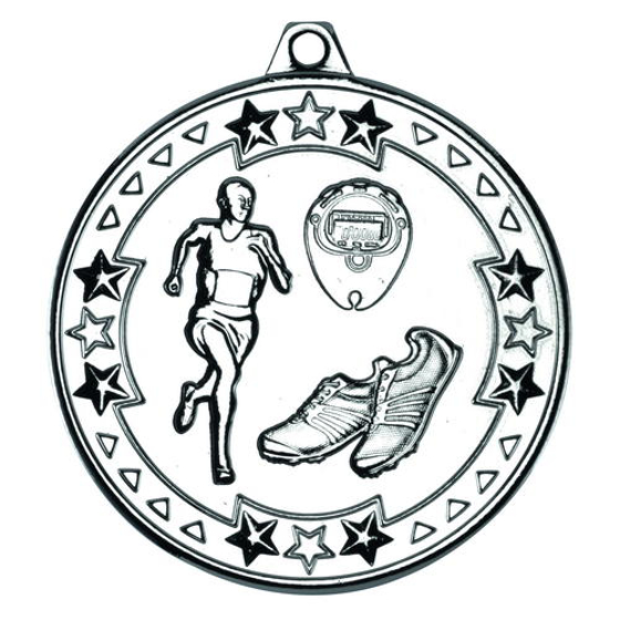 Running 'tri Star' Medal - Silver 2in (50mm)