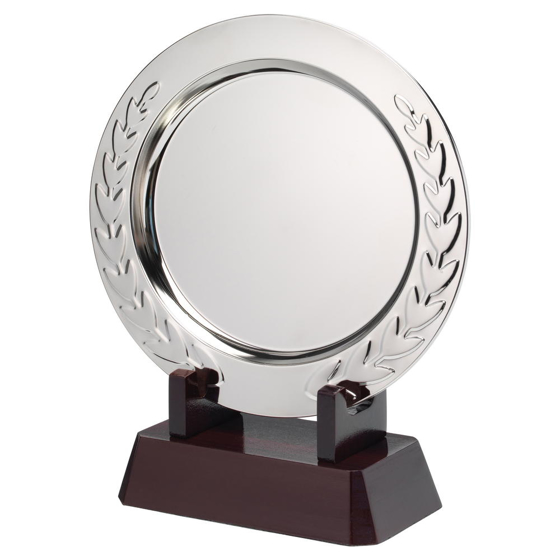 Silver Plated 'laurel' Salver On Wooden Stand - 241mm (241mm)