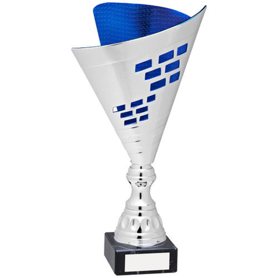 Silver/blue Plastic Elegance Trophy - 11.25in (286mm)