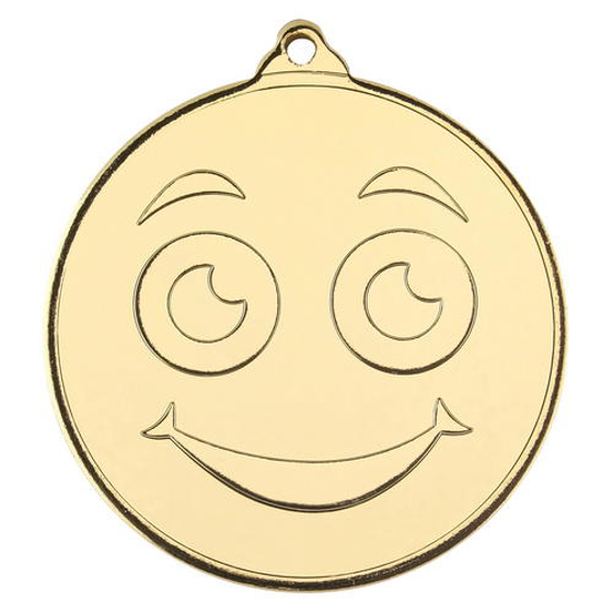Smiley Face Gold Medal - 2in (50mm)