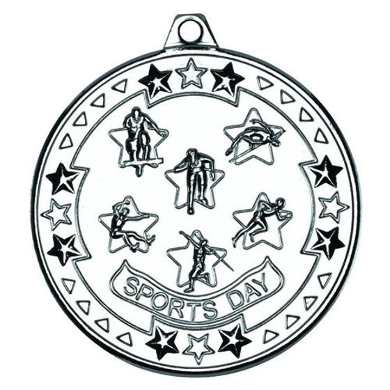 Sports Day 'tri Star' Medal - Silver 2in (50mm)