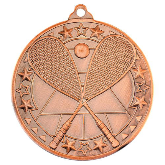 Squash 'tri Star' Medal - Bronze 2in (50mm)