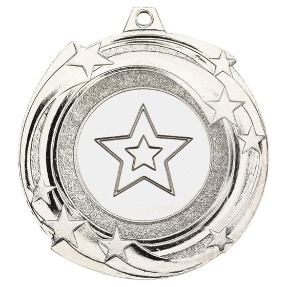 Star Cyclone Medal (1in Centre) - Silver 2in (50mm)