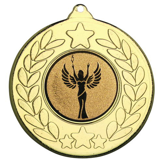 Stars And Wreath Medal (1in Centre) - Gold 2in (50mm)