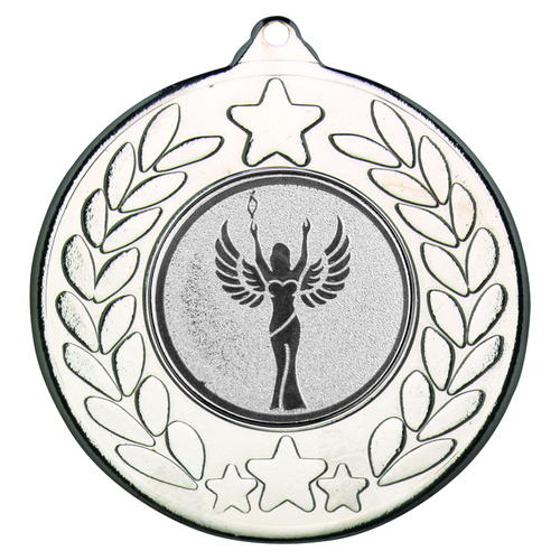 Stars And Wreath Medal (1in Centre) - Silver 2in (50mm)