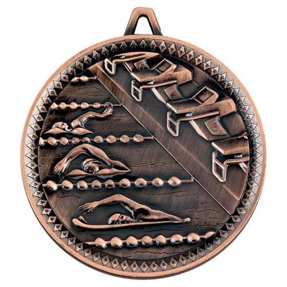 Picture of Swimming Deluxe Medal - Bronze 2.35in (60mm)