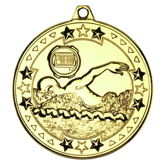 Swimming 'tri Star' Medal - Gold 2in (50mm)