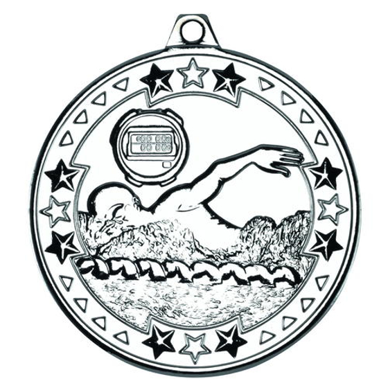 Swimming 'tri Star' Medal - Silver 2in (50mm)