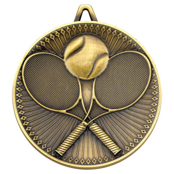Picture of Tennis Deluxe Medal - Antique Gold 2.35in (60mm)