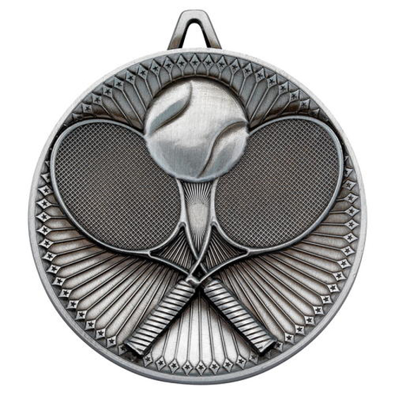 Picture of Tennis Deluxe Medal - Antique Silver 2.35in (60mm)