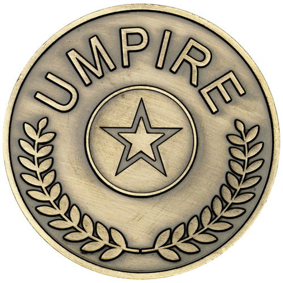 Umpire Medallion (1in Centre) - Antique Gold - 2.75in (70mm)