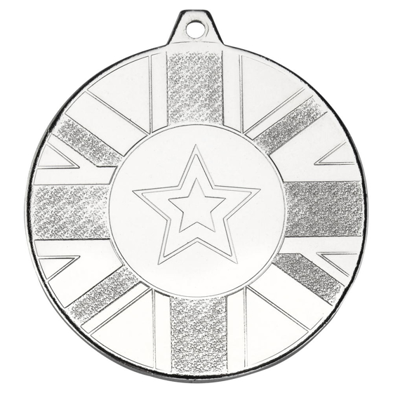 Union Flag Medal (1in Centre) - Silver 2in (50mm)