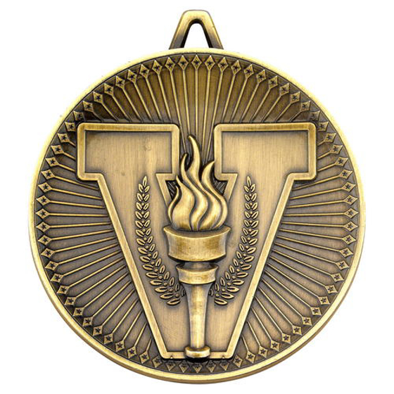Picture of Victory Torch Deluxe Medal - Antique Gold     2.35in (60mm)