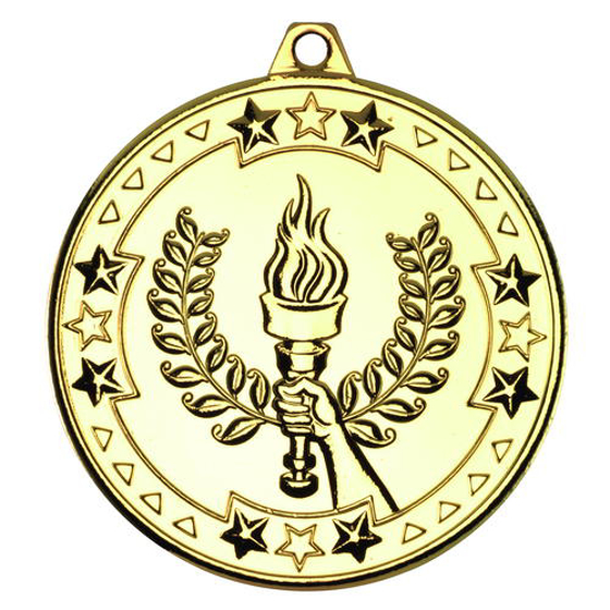 Victory Torch 'tri Star' Medal - Gold 2in (50mm)