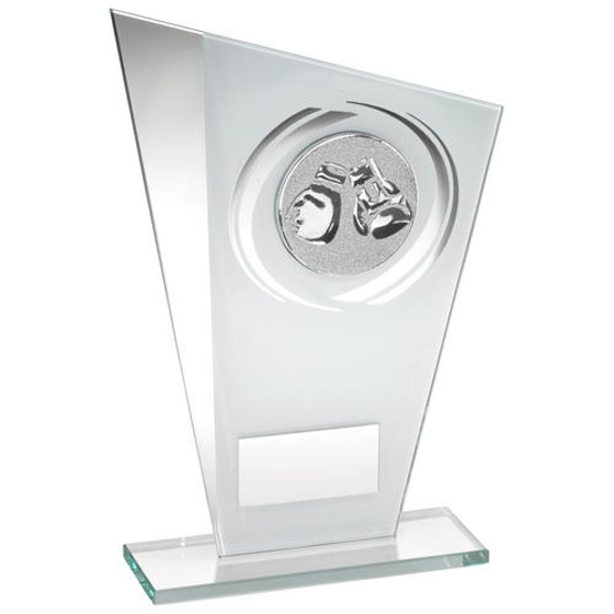 White/silver Printed Glass Plaque With Boxing Insert Trophy - 6.5in (165mm)