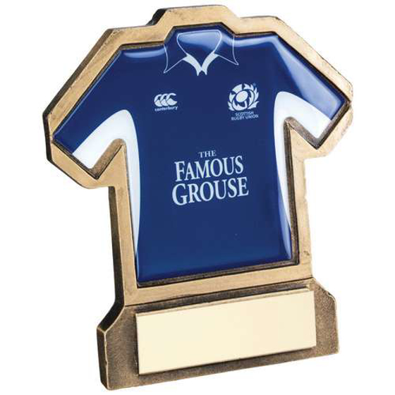 Brz/gold Resin Rugby Shirt Trophy - (shirt D) 5in (127mm)