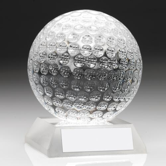 Clear Glass Golf Ball Trophy - 3.75in (95mm)