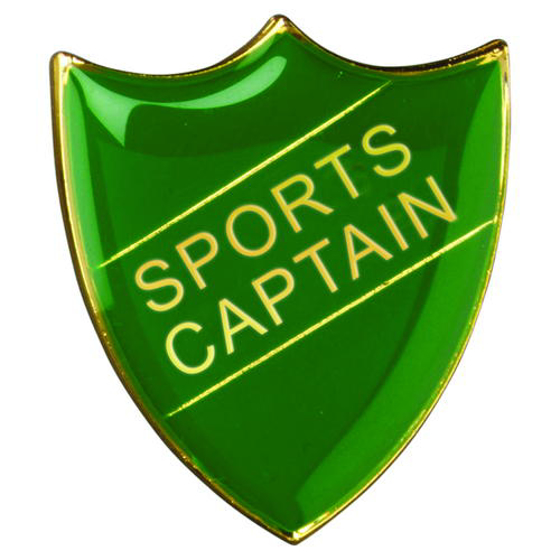School Shield Badge (sports Captain) - Green 1.25in (32mm)