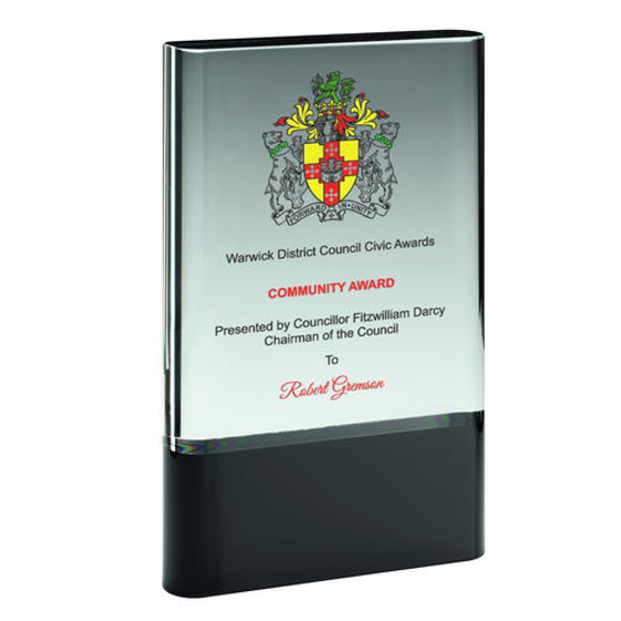 Picture of Clear Glass Plaque On Black Base (30mm Thick) - 7in (178mm)