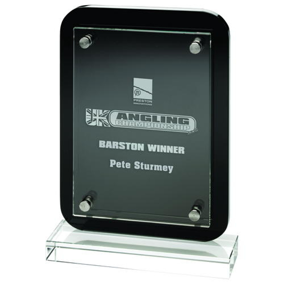 Picture of Black Plaque With Clear Base And Removable Front - (glass 5.75 x 8in) 10in (254mm)