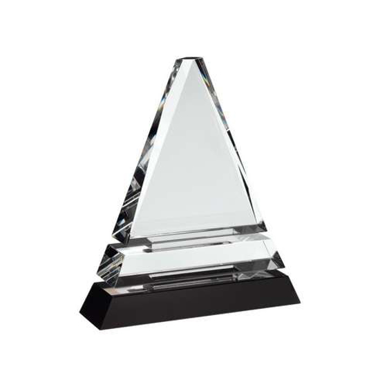 Clear Glass Pyramid On Black Base 140mm