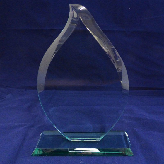 Picture of Flame Shaped Jade Glass Award. 250mm