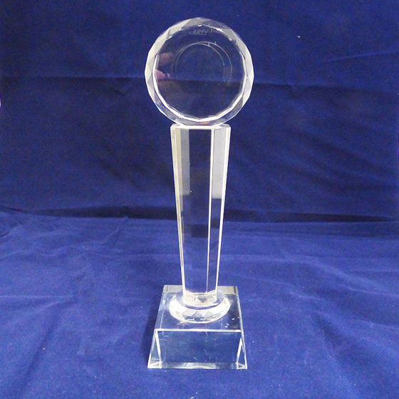 Picture of Round Glass Award on Tall Pedestal. 240mm