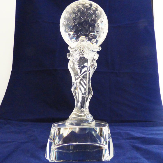 Picture of Large Glass Golf Ball on Glass Pedestal. 290mm